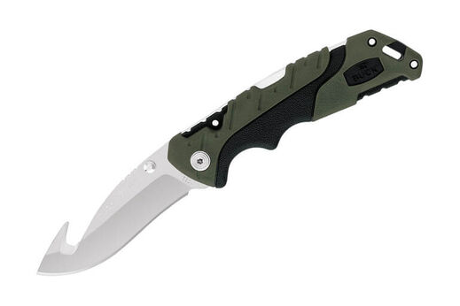 Buck Pursuit Large Folding Gut Hook Blade Green Mold Handle