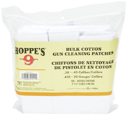 Hoppe+39s 38Cal   45Cal  410   20 Gauge Gun Cleaning Patches Qty 500