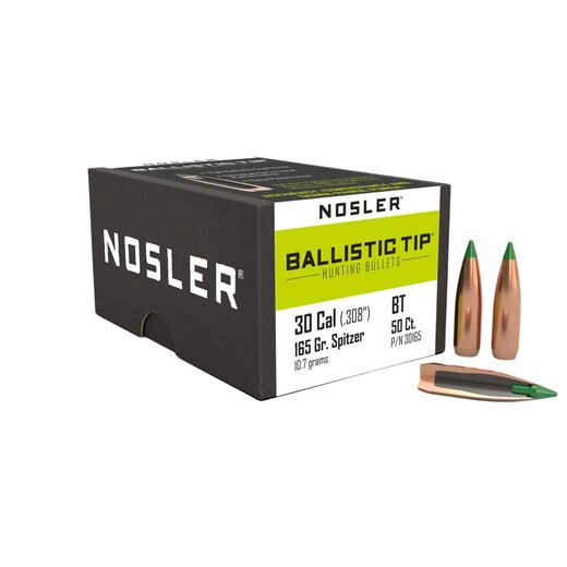 Nosler Ballistic Tip Hunting 30Cal 308 165Gr Spitzer Green Tip Projectiles