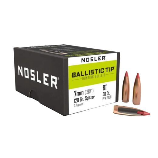 Nosler Ballistic Tip Hunting 7mm 284 120Gr Spitzer Red Tip Projectiles