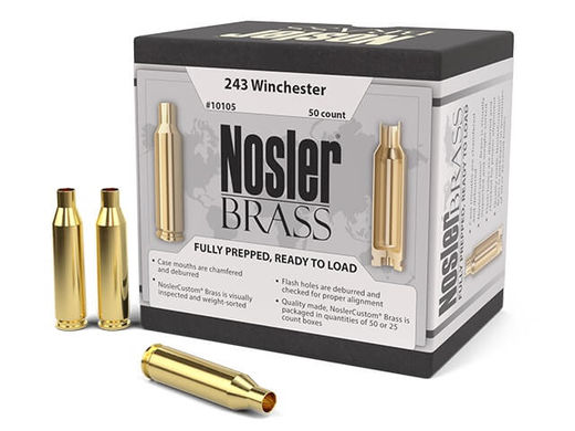 Nosler Custom 243Win Unprimed Brass Qty 50