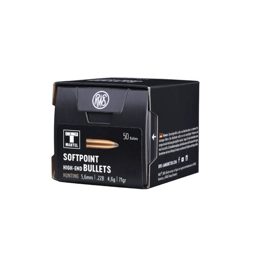 RWS 22Cal 228 71gr Teilmantel TMS Pointed Soft Point Projectiles