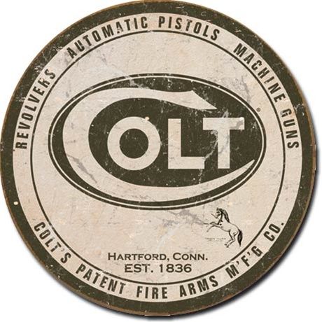 Round Tin Sign   Colt