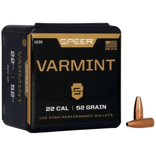 Speer Varmint 22Cal 224 52Gr Jacketed Hollow Point Projectiles