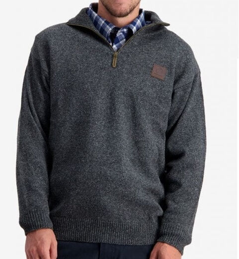 Swanndri Mariner Zip Neck Charcoal Sweater
