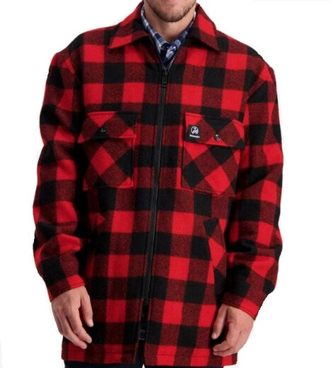 Swanndri Men+39s Longford Wool Shacket Red  Black Check