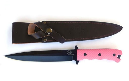 Tassie Tiger Knives Pig Sticker 8andquot Black Blade Pink G10 Handle