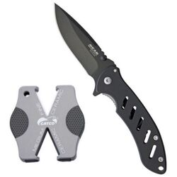 Bear Edge Brisk Knife & Sharpner Combo Kit - Grey