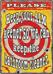 Large Tin Sign - Keep Your Aim Keener