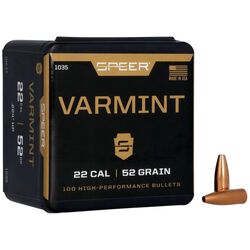 Speer Varmint 22Cal 224 52Gr Jacketed Hollow Point Projectiles